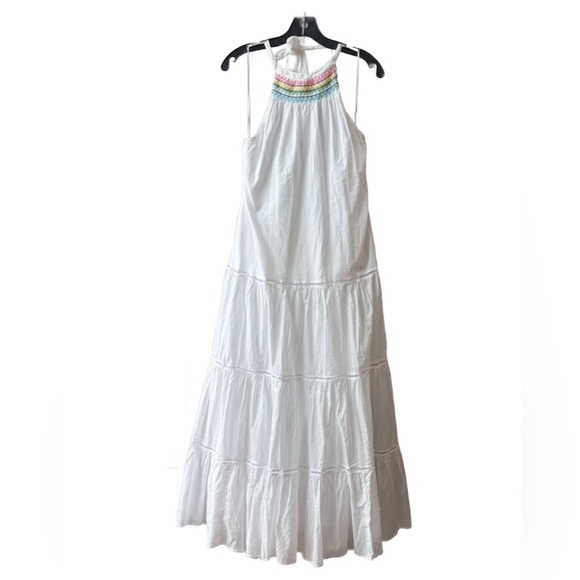 J. Crew Dresses & Skirts - J. Crew NWT cotton halter maxi dress with rainbow stitching in white, small ✨